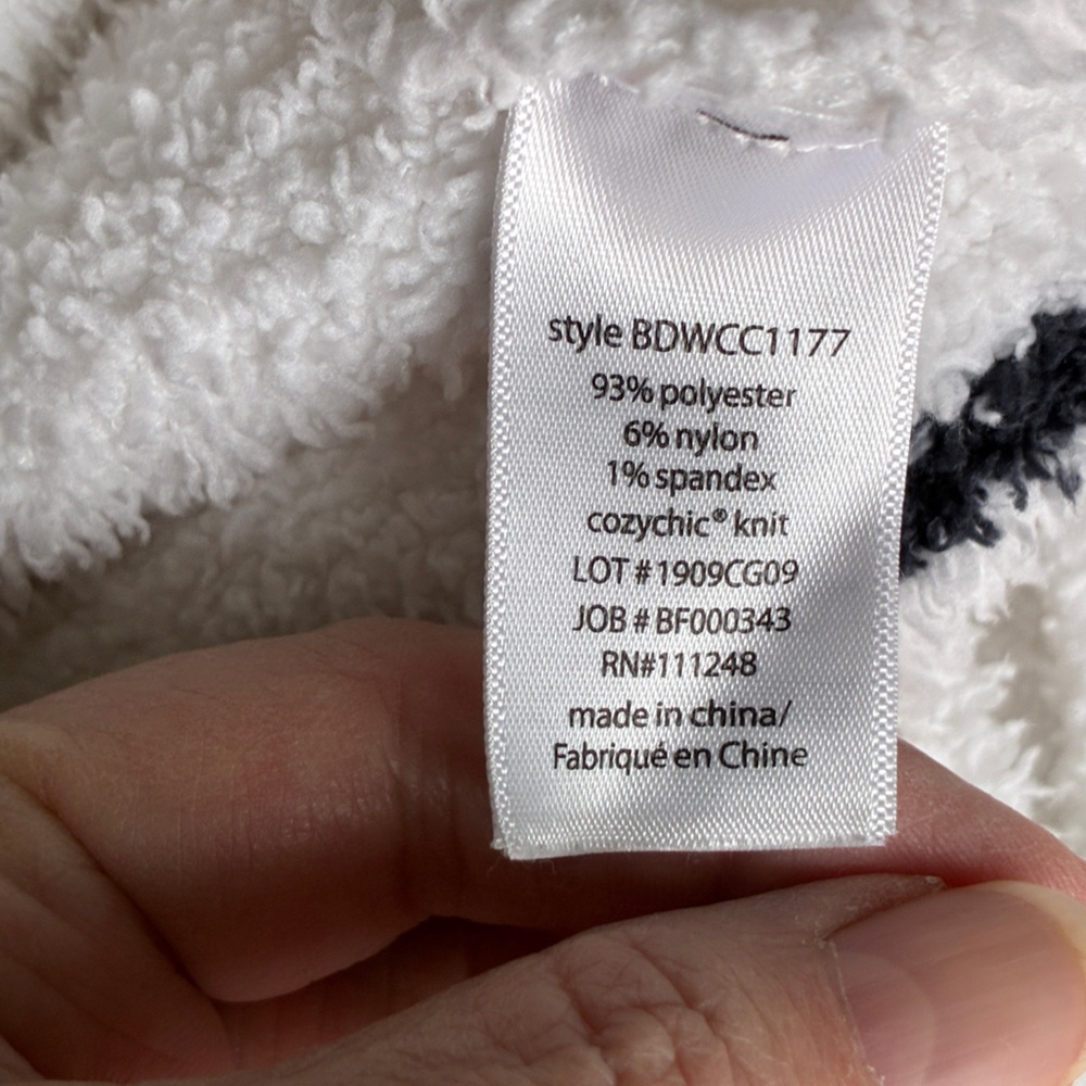 Barefoot Dreams CozyChic Lounge Set White Black Trim Small Soft Knit Pajama Set - Picture 8 of 11